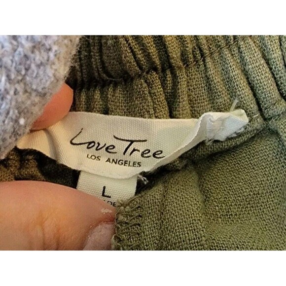 Love Tree Shorts Womens Linen Blend Sz Large Green Pull On Cuffed Elastic Waist - Picture 4 of 9